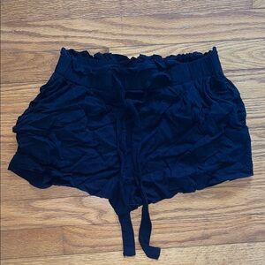 Black Ruffled Casual Shorts